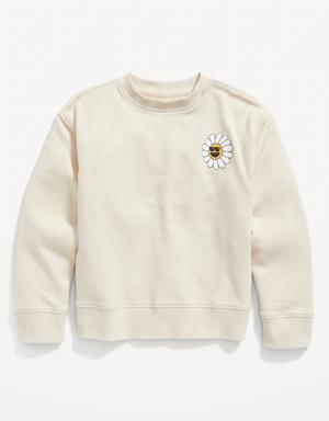 Graphic Gender-Neutral Crew-Neck Sweatshirt for Kids beige