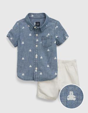 Baby Chambray Brannan Bear Outfit Set multi