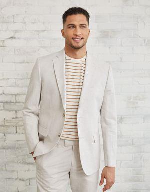 RW & CO Tailored Fit Light Beige Linen-Blend Suit Blazer. 3 RW & CO Tailored Fit Light Beige Linen-Blend Suit Blazer. 3