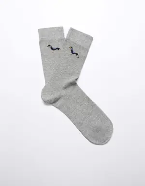 Köpek işlemeli pamuklu çorap