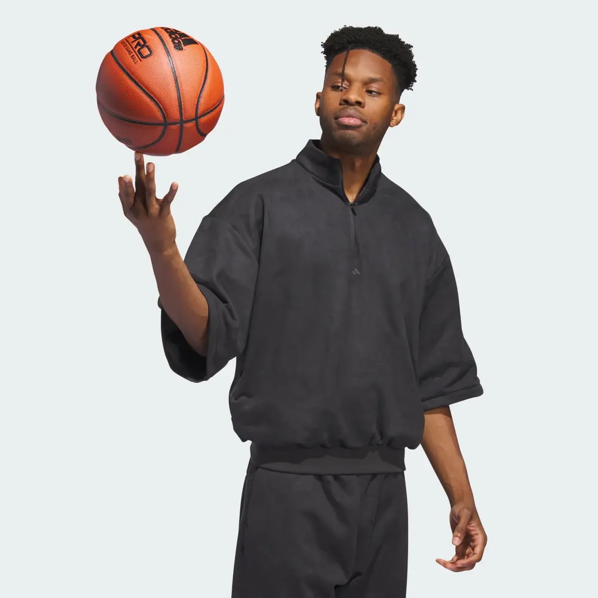 Adidas Basketball Sueded 3/4 Half-Zip Sweatshirt. 3