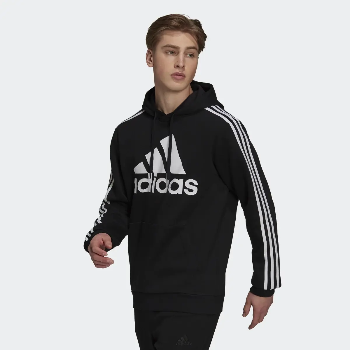 Adidas Sudadera con capucha Essentials Fleece Logo 3 bandas. 2