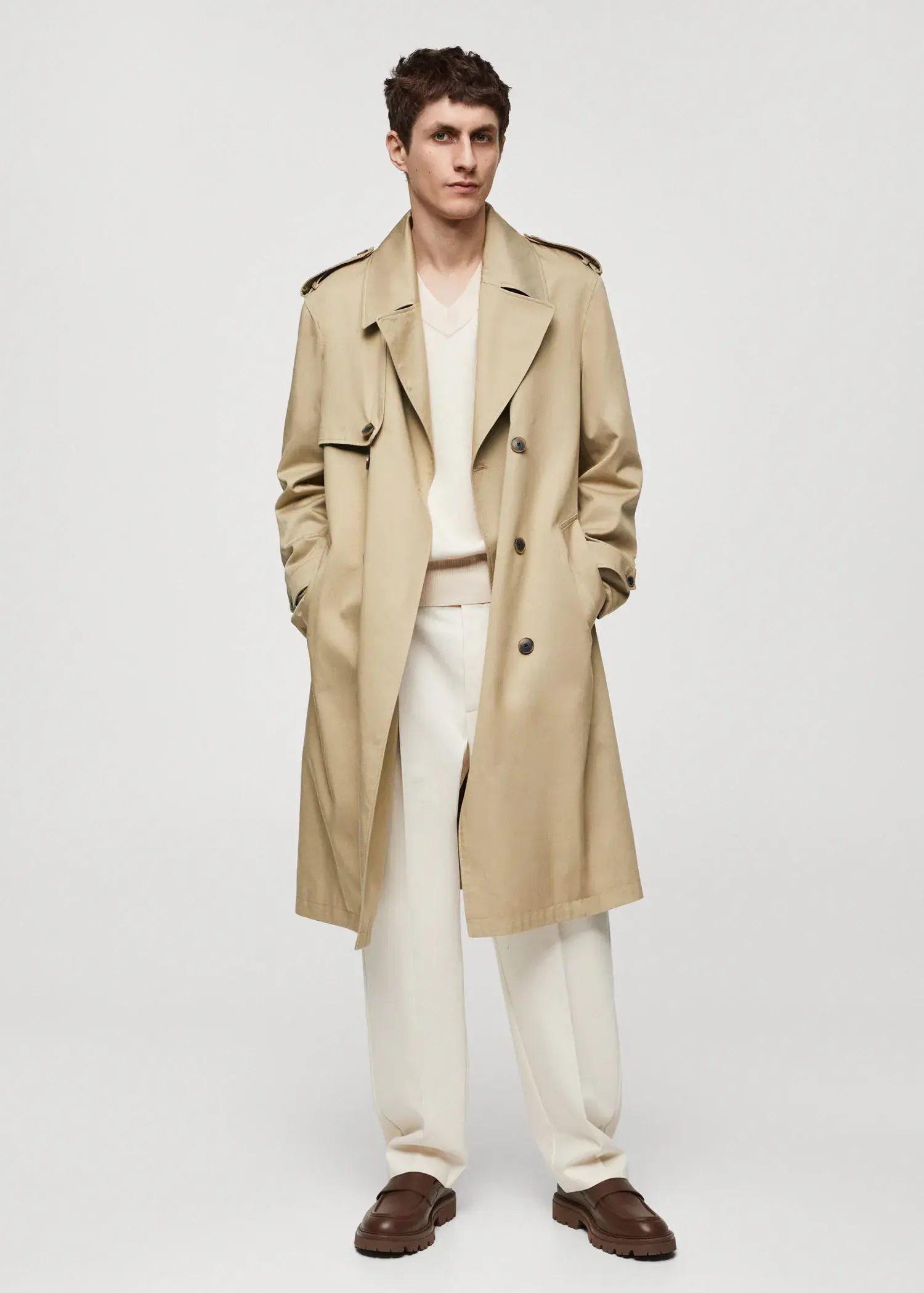 Mango Langer Relaxed Fit-Trenchcoat aus Baumwolle. 3