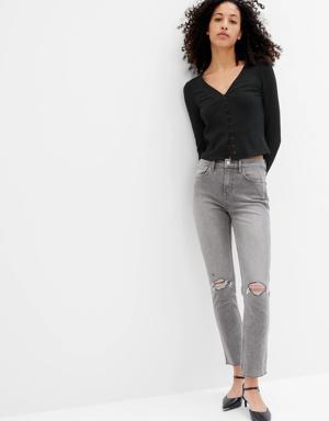 Mid Rise Vintage Slim Jeans with Washwell gray