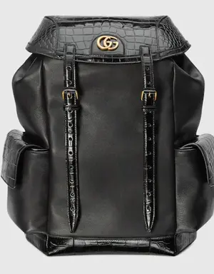 Crocodile trim backpack with Double G