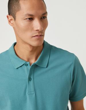 Basic Tişört Polo Yaka Düğmeli Dar Kesim