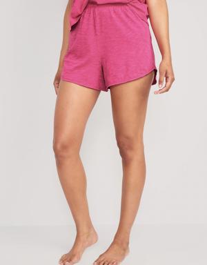 High-Waisted Sunday Sleep Dolphin-Hem Pajama Shorts for Women -- 3.5-inch inseam pink
