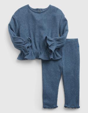 Baby Rib Two-Piece Outfit Set blue
