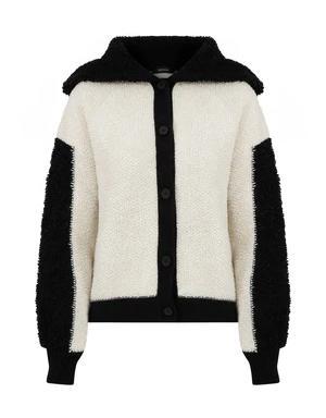 Long Sleeve Black & White Knitwear Cardigan