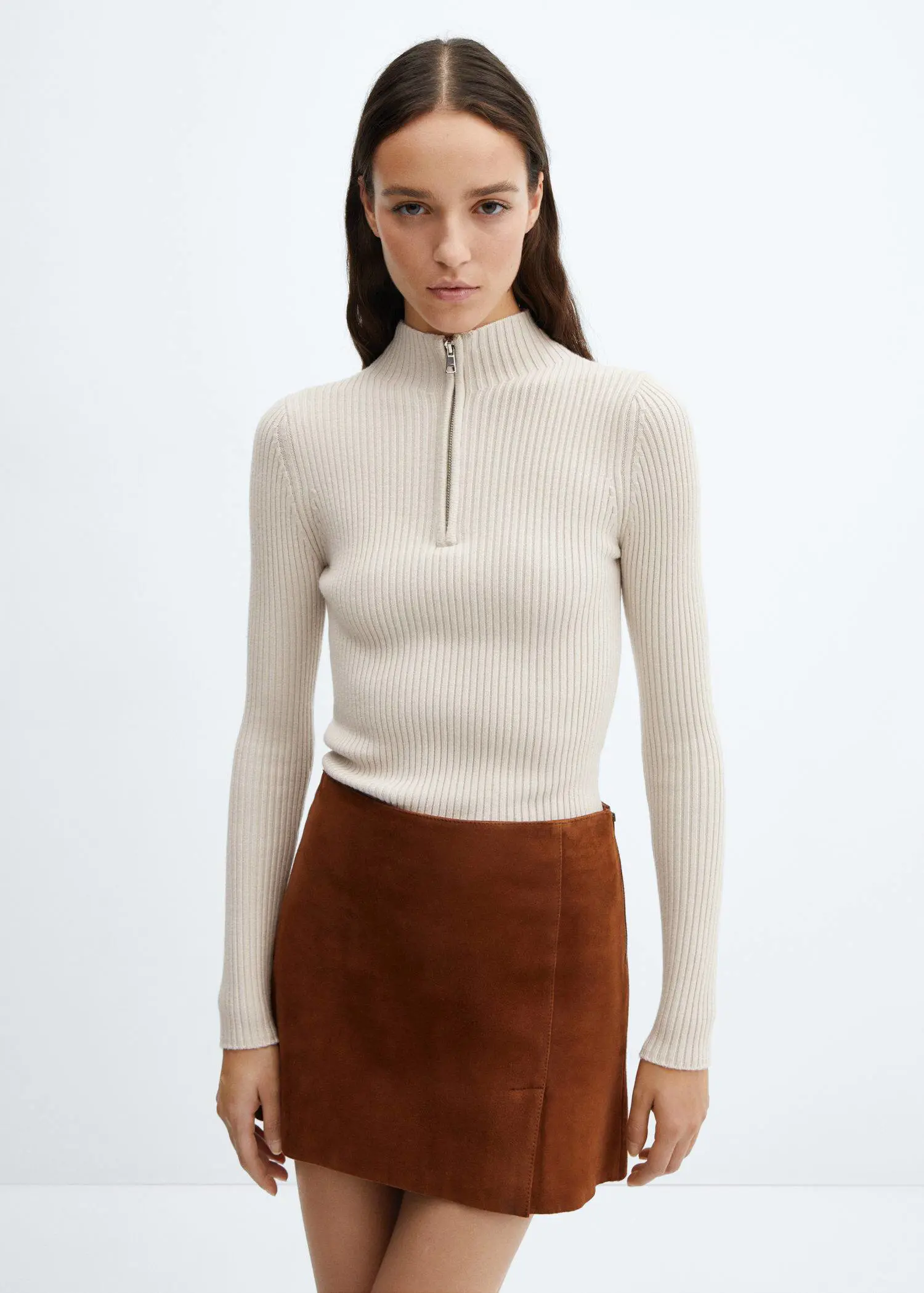 Mango Ribbed sweater with zip. 1