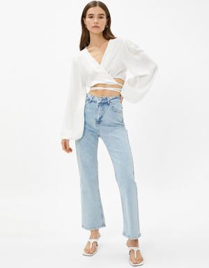 İspanyol Paça Kot Pantolon Yüksek Bel - Victoria Crop Jean