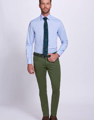 Slim Fit 5 Cep Yeşil Pantolon