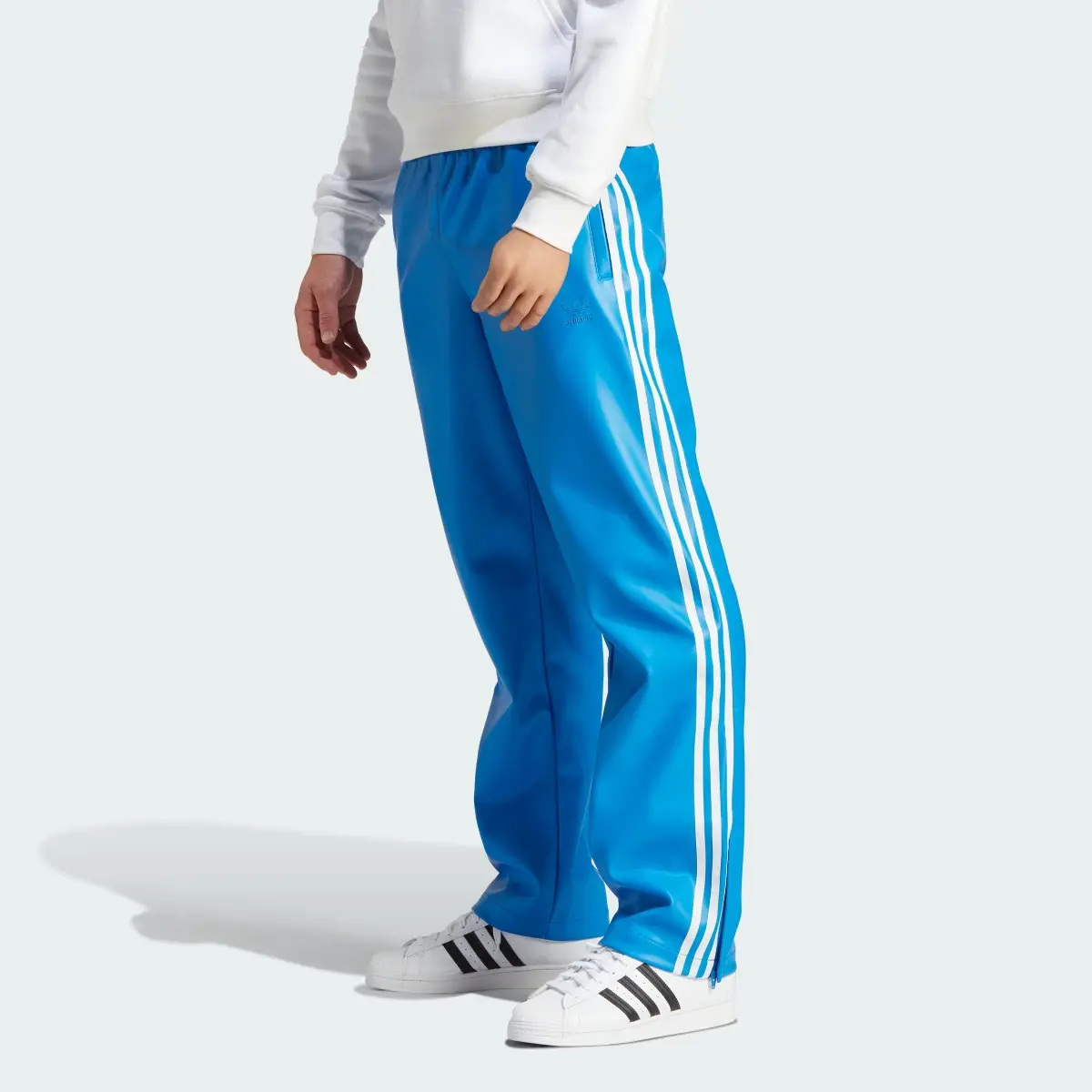 Adidas Faux Leather Adicolor 3-Stripes Firebird Track Suit Pants. 2