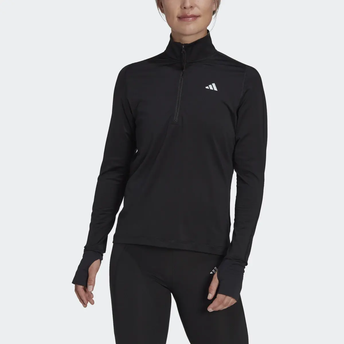 Adidas Fast Running Half-Zip Long Sleeve Top. 1