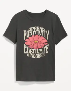 EveryWear Slub-Knit Graphic T-Shirt for Women black