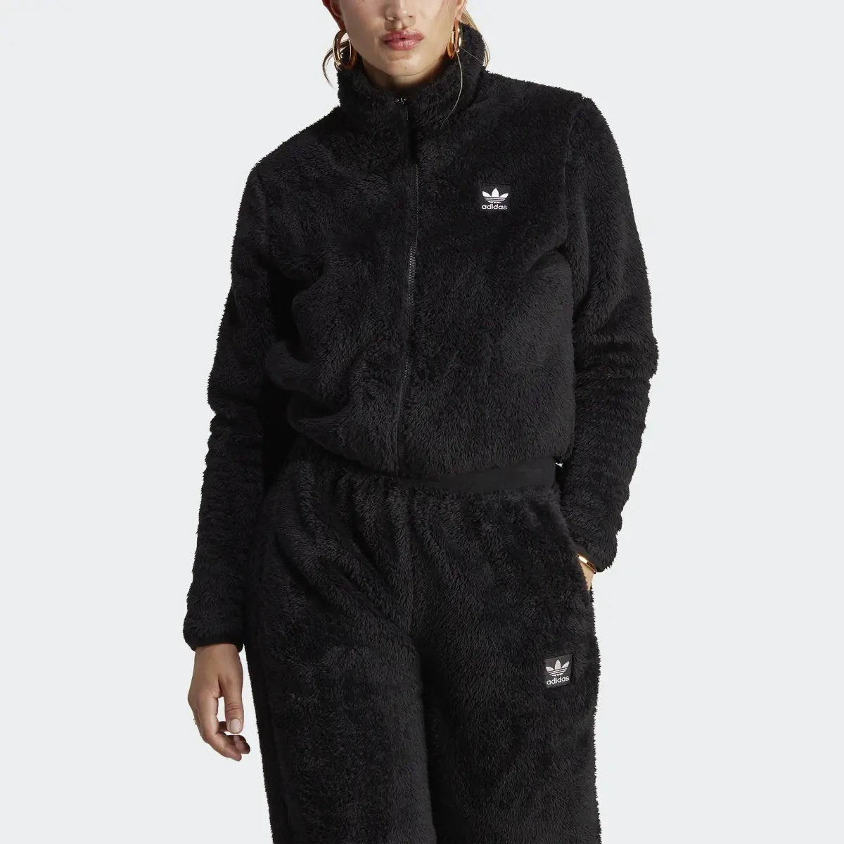 Adidas Essentials+ Fluffy Teddy Slim Zip Top. 1