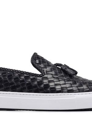 Siyah Örgü Püsküllü Sneaker Erkek Ayakkabı -8381-