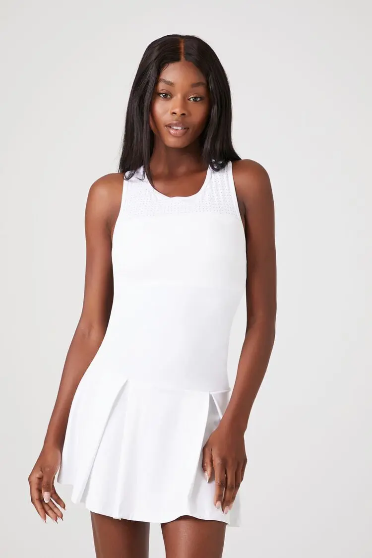 Forever 21 Forever 21 Active Pleated Mini Dress White. 1