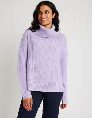 Cableknit Merino Turtleneck Sweater