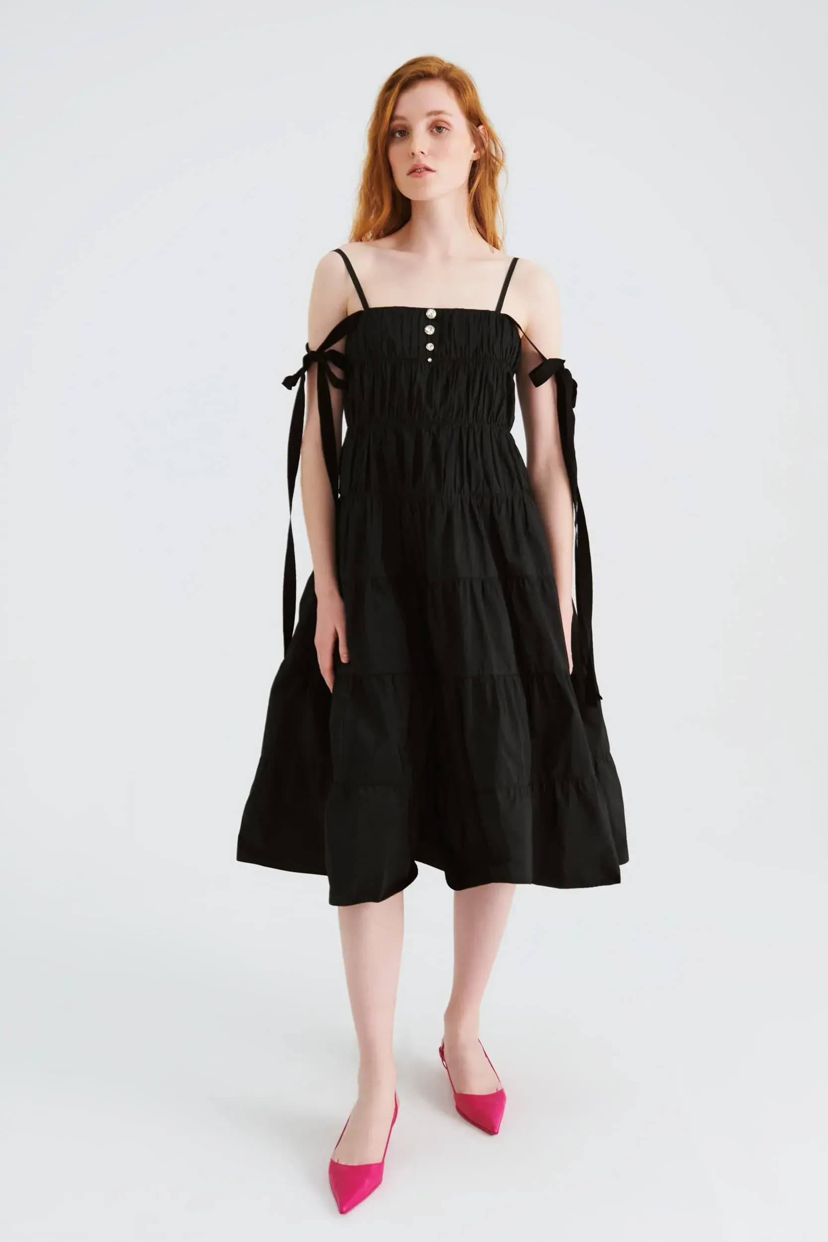 Roman Tiered Black Formal Dress - Conscious Product - 2 / BLACK. 1