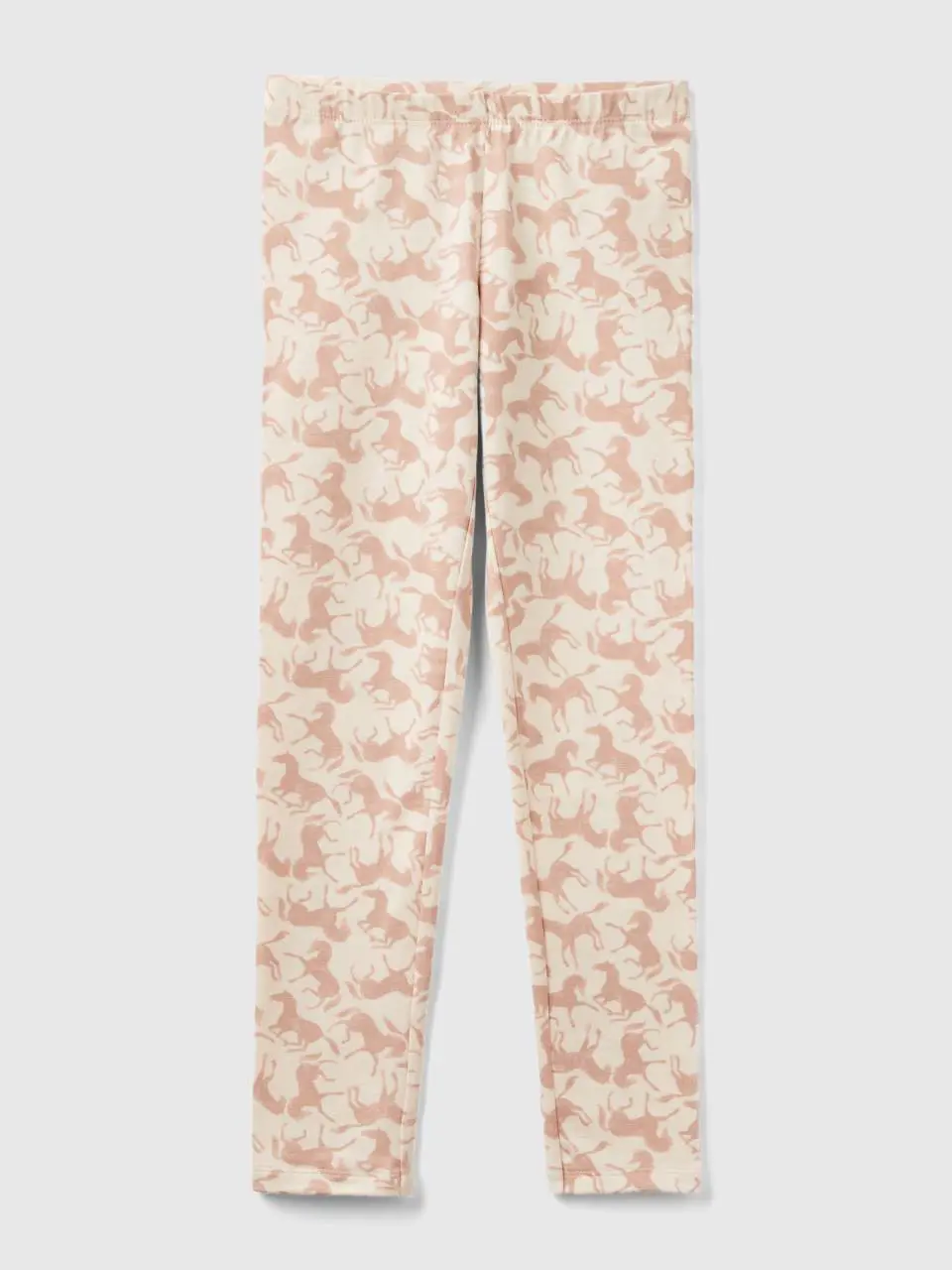 Benetton pale pink leggings with horse print. 1