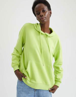Relax Fit Kapüşonlu Basic Sweatshirt