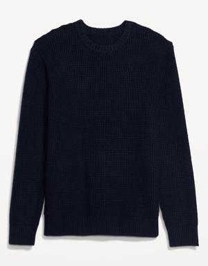 Cozy Waffle-Textured Crew-Neck Sweater for Men blue
