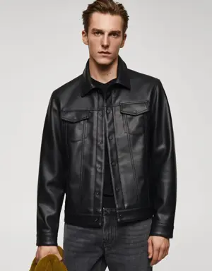 Faux leather jacket with pockets