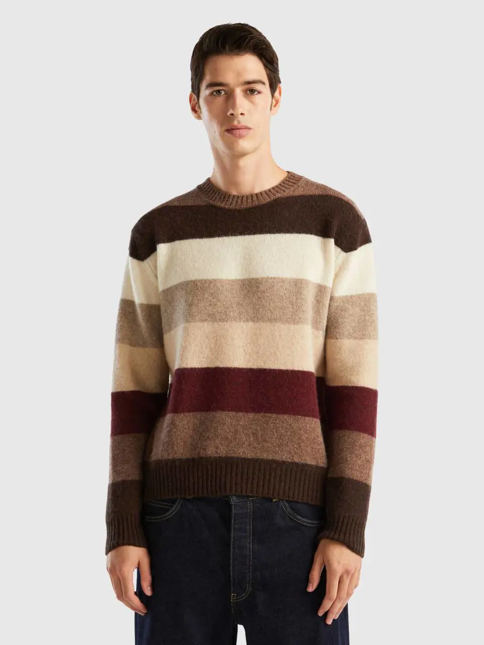 Benetton striped sweater in pure shetland wool. 1