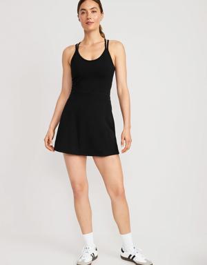 PowerChill Sleeveless Strappy Shelf-Bra Dress for Women black