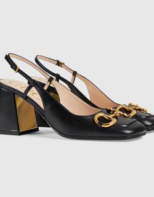 Women's mid-heel slingback with Horsebit