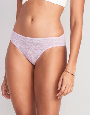 Mid-Rise Floral Signature Mesh Bikini Underwear for Women purple