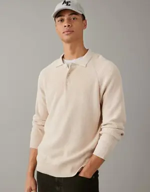 Long-Sleeve Sweater Polo Shirt