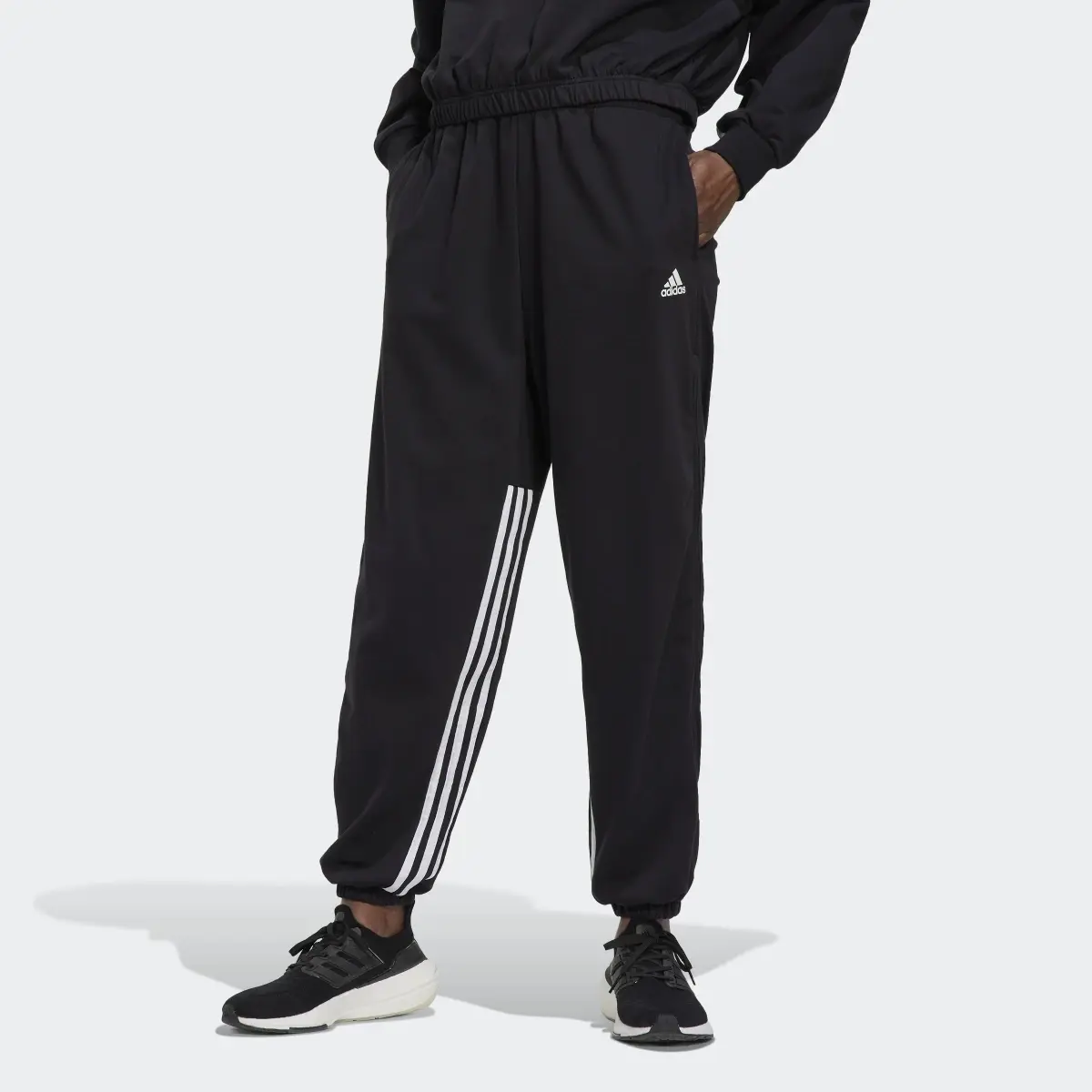 Adidas Hyperglam 3-Stripes Oversized Cuffed Joggers with Side Zippers. 1