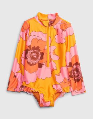 Toddler Recycled Floral Rash Guard Swim One-Piece multi