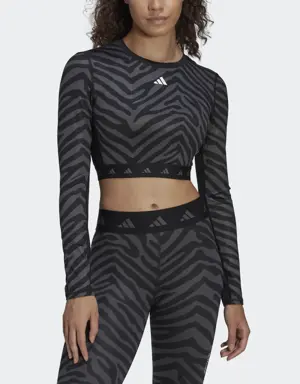 Adidas T-shirt court à manches longues Hyperglam Techfit Zebra