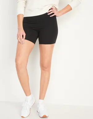 High-Waisted Jersey Biker Shorts For Women -- 6-Inch Inseam black