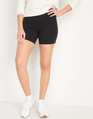 Old Navy High-Waisted Jersey Biker Shorts For Women -- 6-Inch Inseam black