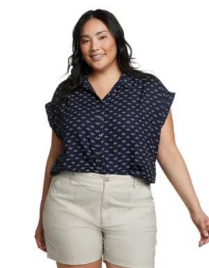 Women's Tranquil Short-Sleeve Shirred Shirt - Pattern