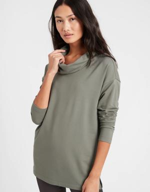 Banana Republic Petite Cowl-Neck Sweatshirt green