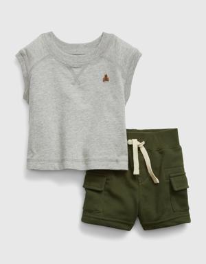 Baby Sweatshirt & Cargo Shorts Outfit Set gray