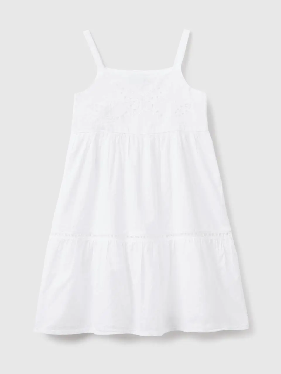 Benetton dress with flounce and embroidery. 1