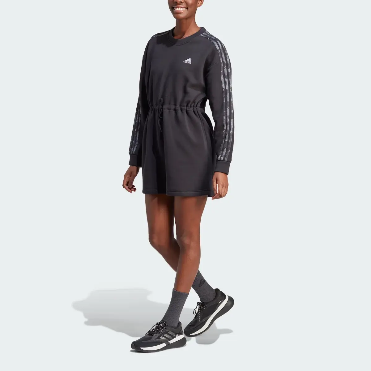 Adidas Floral Graphic 3-Stripes Fleece Dress. 1