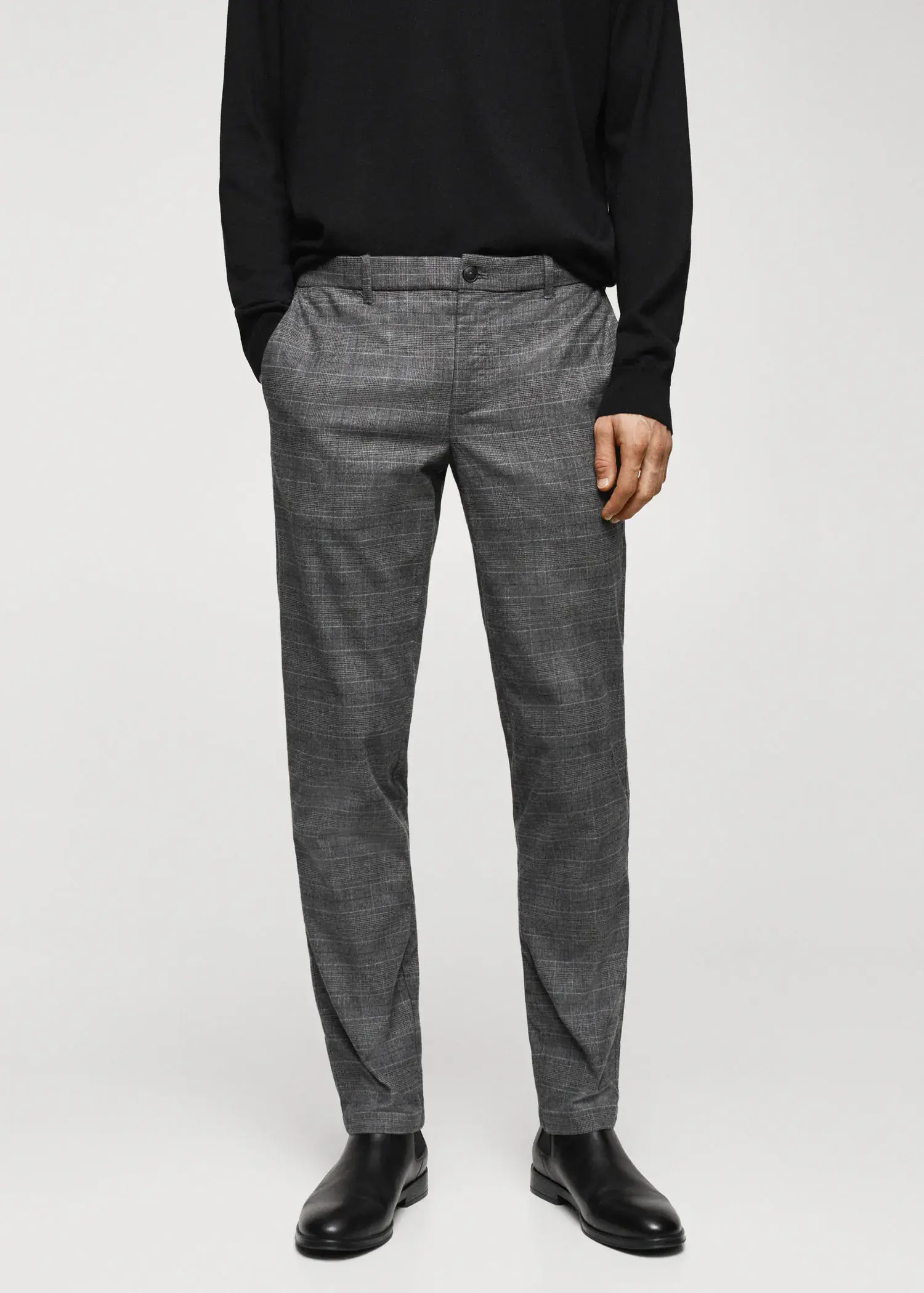 Mango Slim-fit cotton check trousers. 2