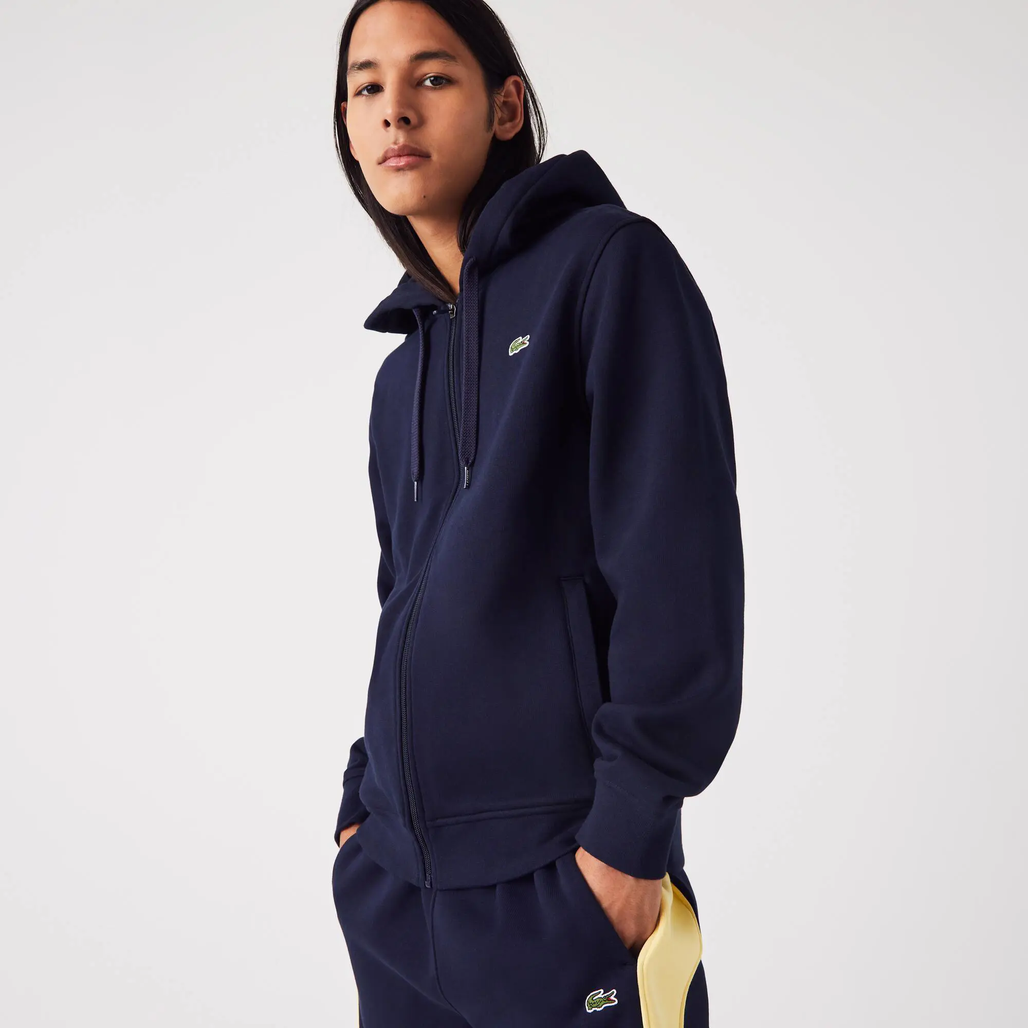 Lacoste Men’s Lacoste Club Med Zip Fleece Hoodie. 1