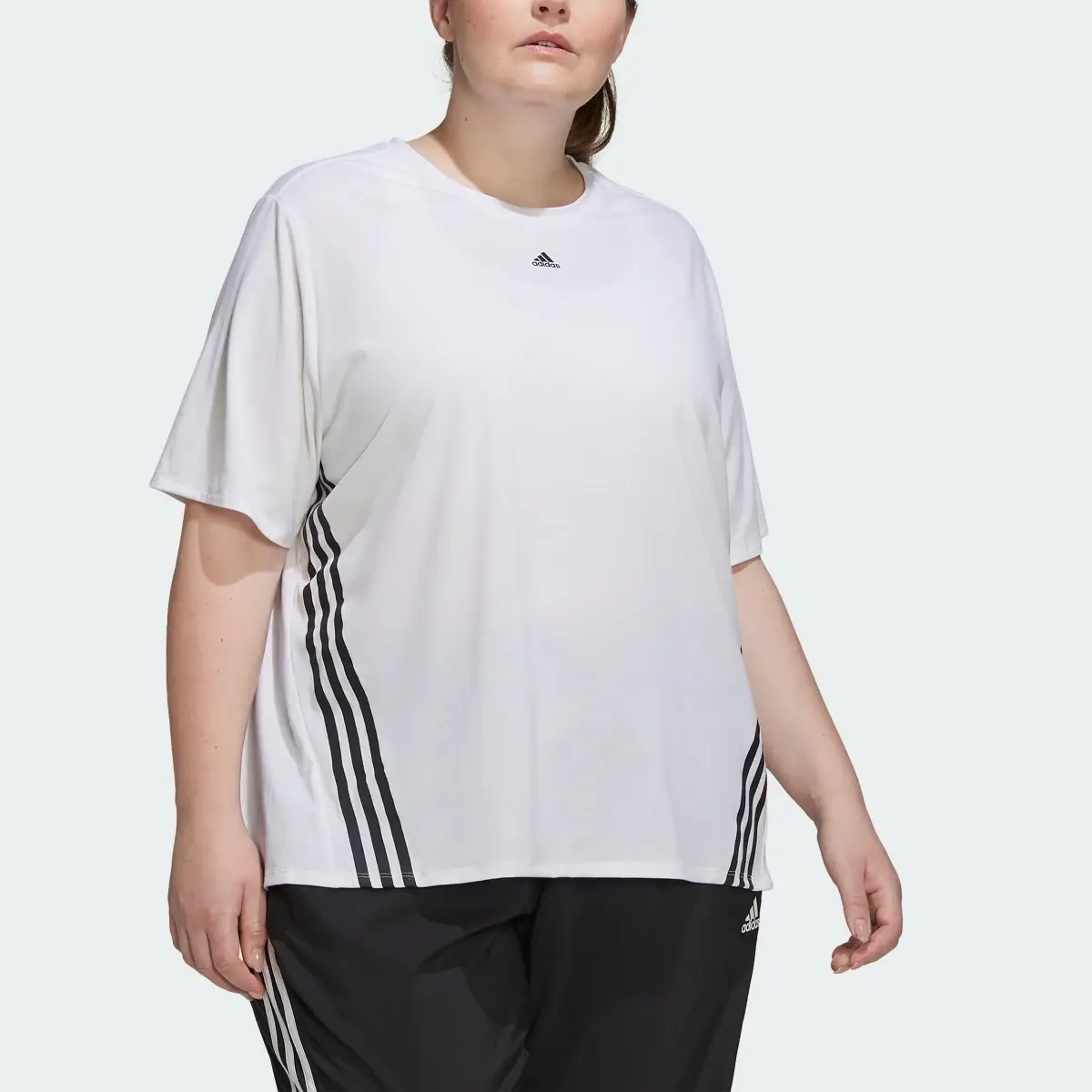 Adidas Train Icons 3-Stripes T-Shirt (Plus Size). 1