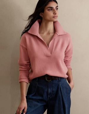 Banana Republic Luna Cashmere Sweater Polo pink