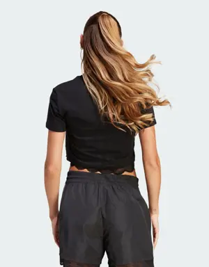 Adidas Cropped Lace Trim Tee. 3 Adidas Cropped Lace Trim Tee. 3