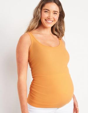 Old Navy Maternity First-Layer Rib-Knit Side-Shirred Tank Top orange