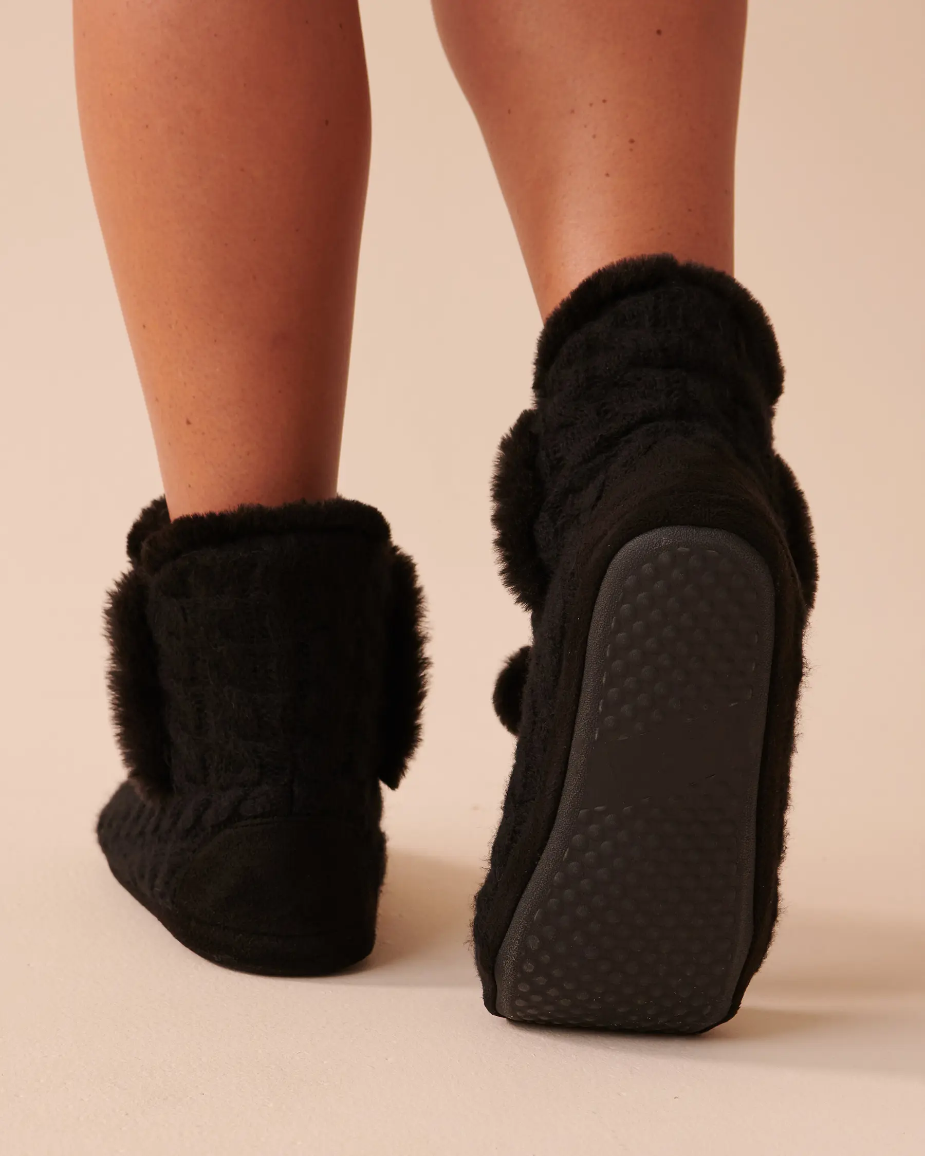 La Vie en Rose Pompom Knitted Bootie Slippers. 2